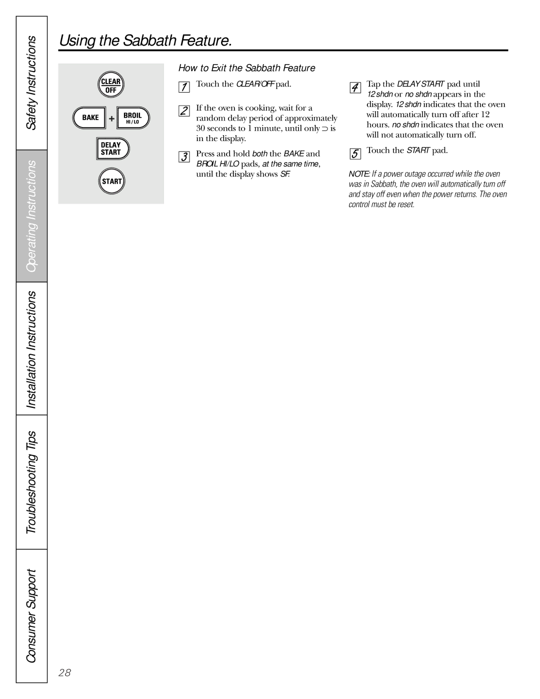 Mabe Canada JGBP86 installation instructions How to Exit the Sabbath Feature 