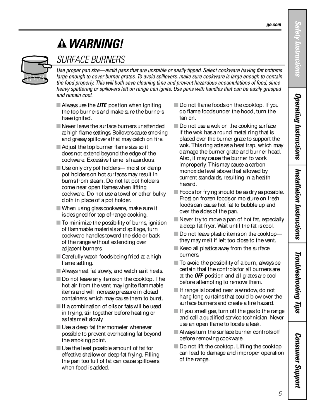 Mabe Canada JGBP86 installation instructions Surface Burners 