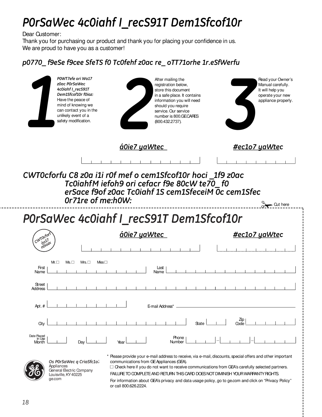 Mabe Canada PCR06BATSS, PCR06WATSS installation instructions Consumer Product Ownership Registration 