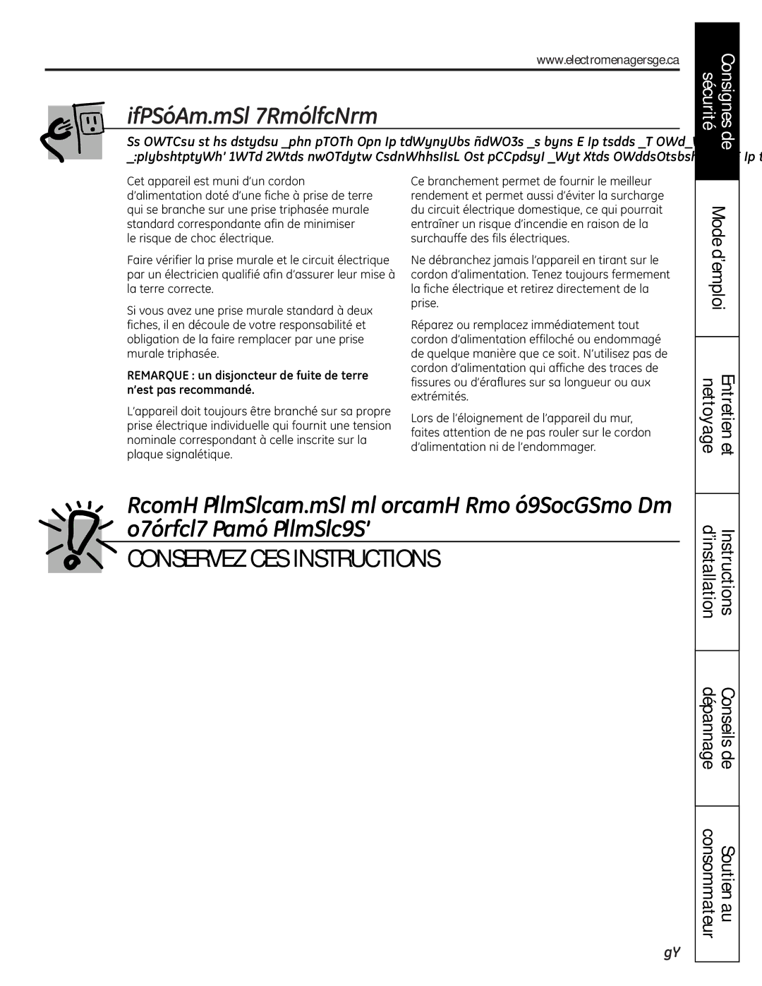 Mabe Canada PCR06WATSS, PCR06BATSS Branchement Électrique, ’installation Instructions Conseils de dépannage 