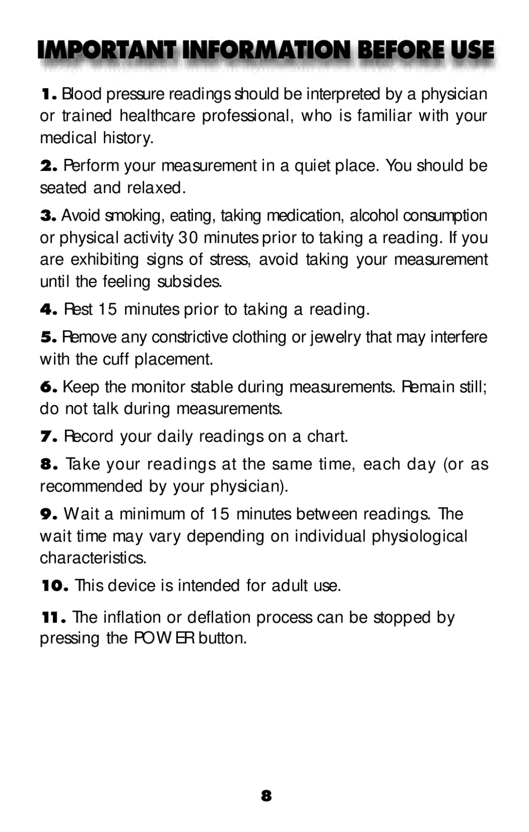 MABIS/Duro-Med 04-255-001 manual Important Information Before USE 