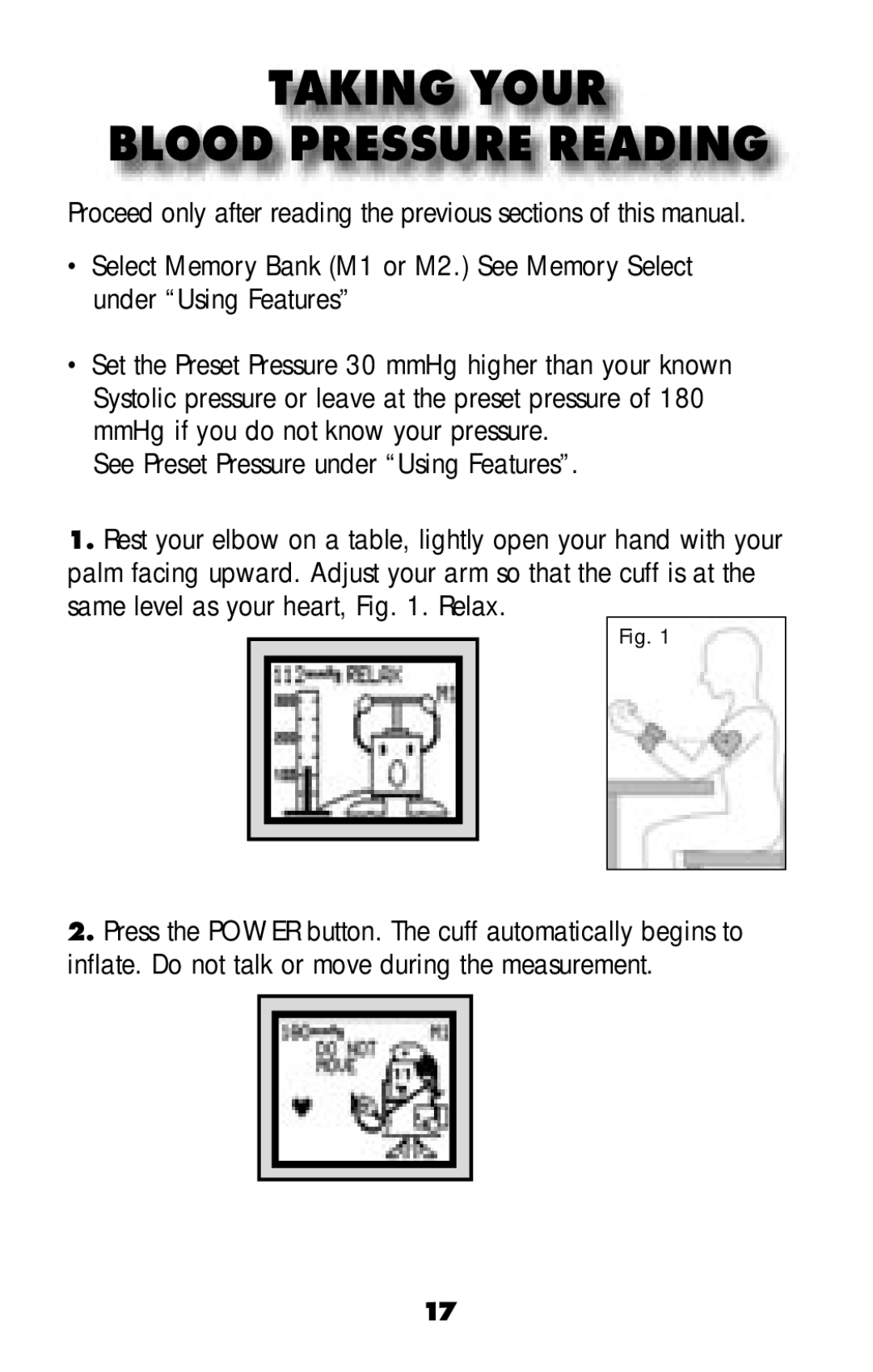 MABIS/Duro-Med 04-255-001 manual Taking Your Blood Pressure Reading 