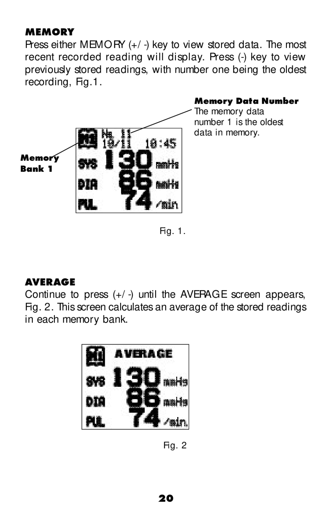 MABIS/Duro-Med 04-255-001 manual Memory, Average 