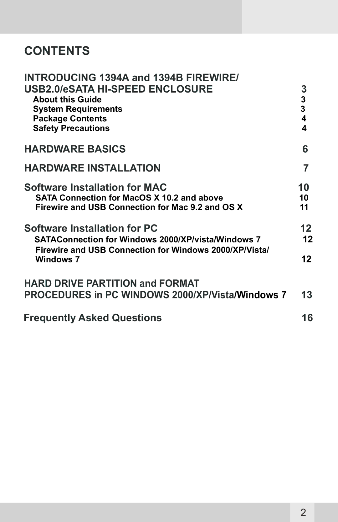 Macally G-S350SUAB2 manual Contents 