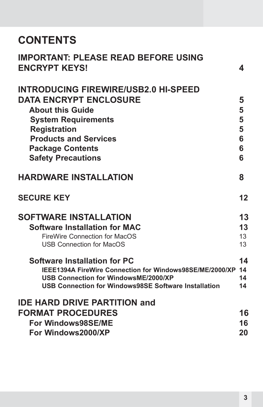 Macally PHR-250CE user manual Contents 