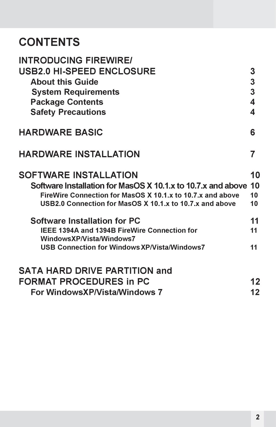 Macally IEEE 1394B, PHR-S250UAB, IEEE 1394A user manual Contents 