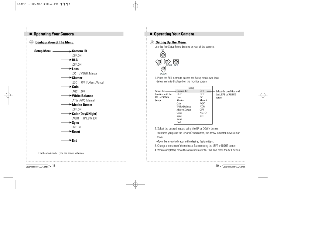 Mace CAM91 manual Operating Your Camera 