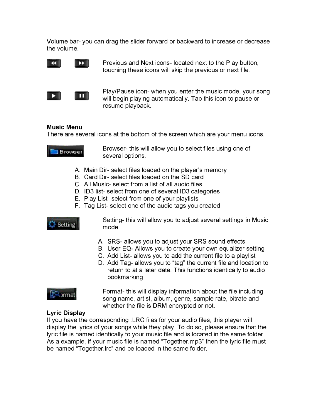 Mach Speed Technologies T2810C instruction manual Music Menu, Lyric Display 