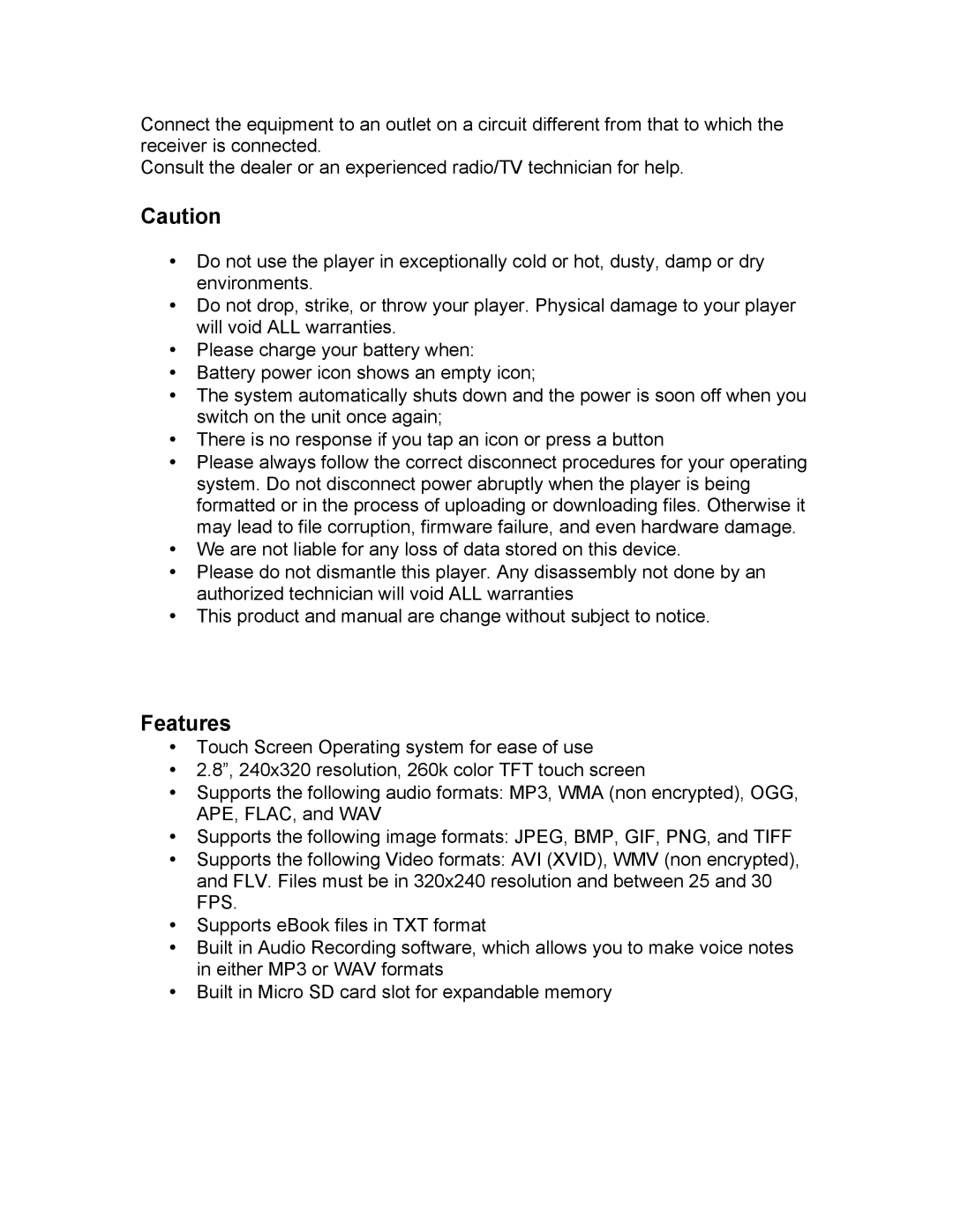 Mach Speed Technologies T4 instruction manual Features 