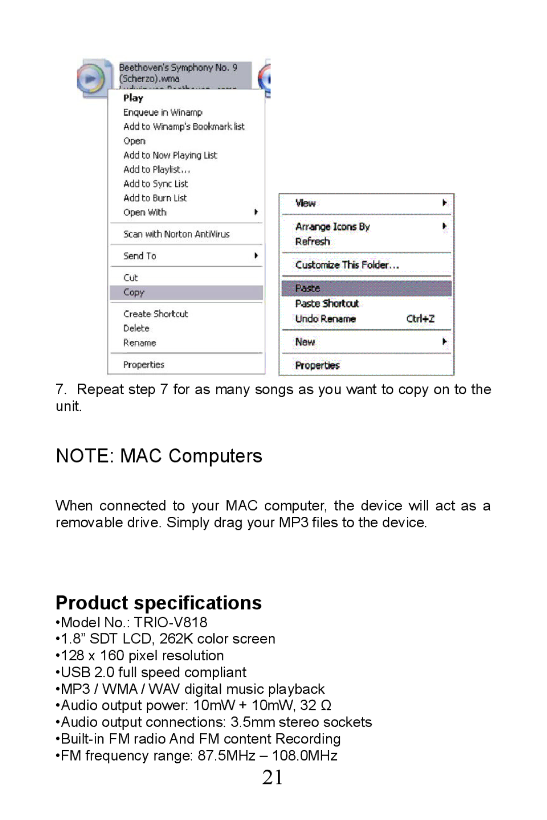 Mach Speed Technologies TRIO-V818 manual Product specifications 