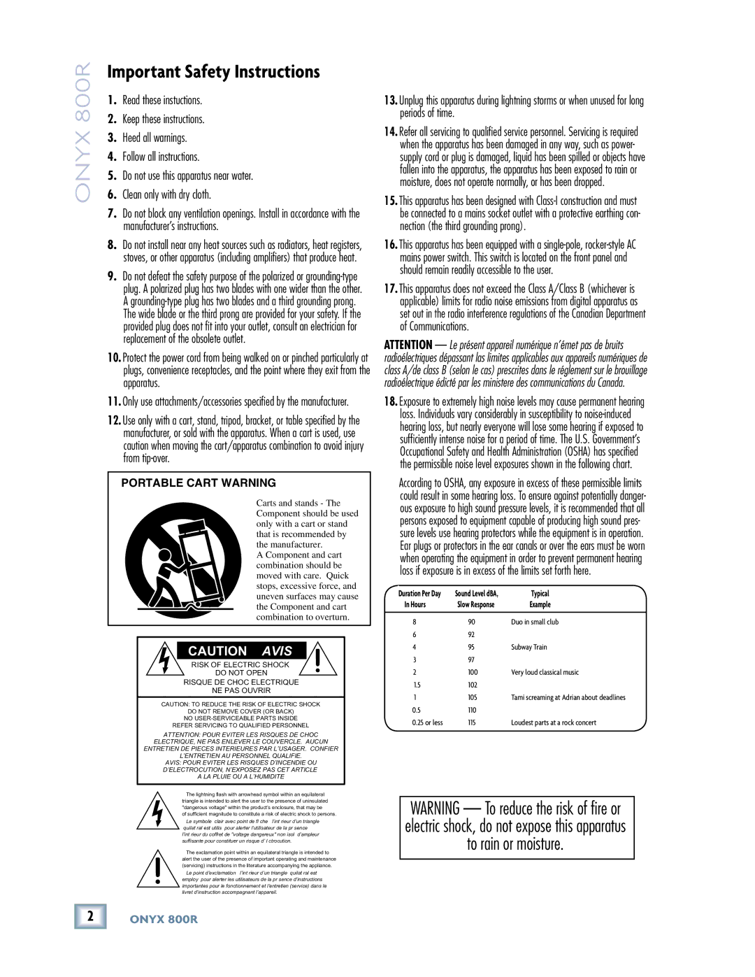 Mackie owner manual Onyx 800R 