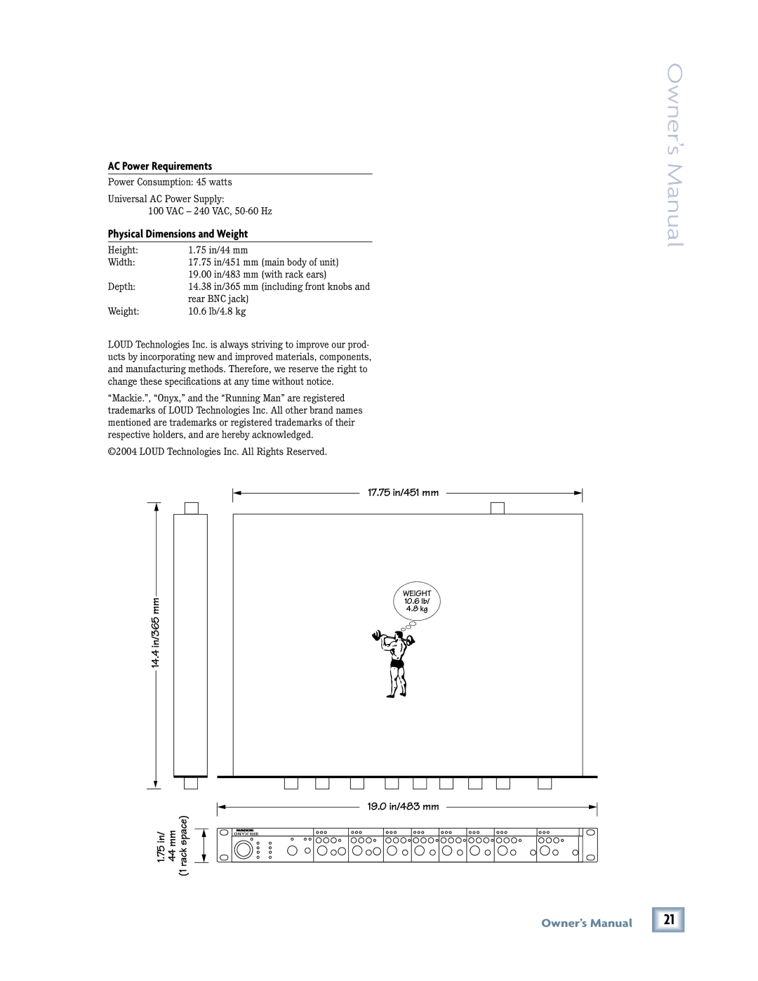 Mackie 800R owner manual AC Power Requirements 