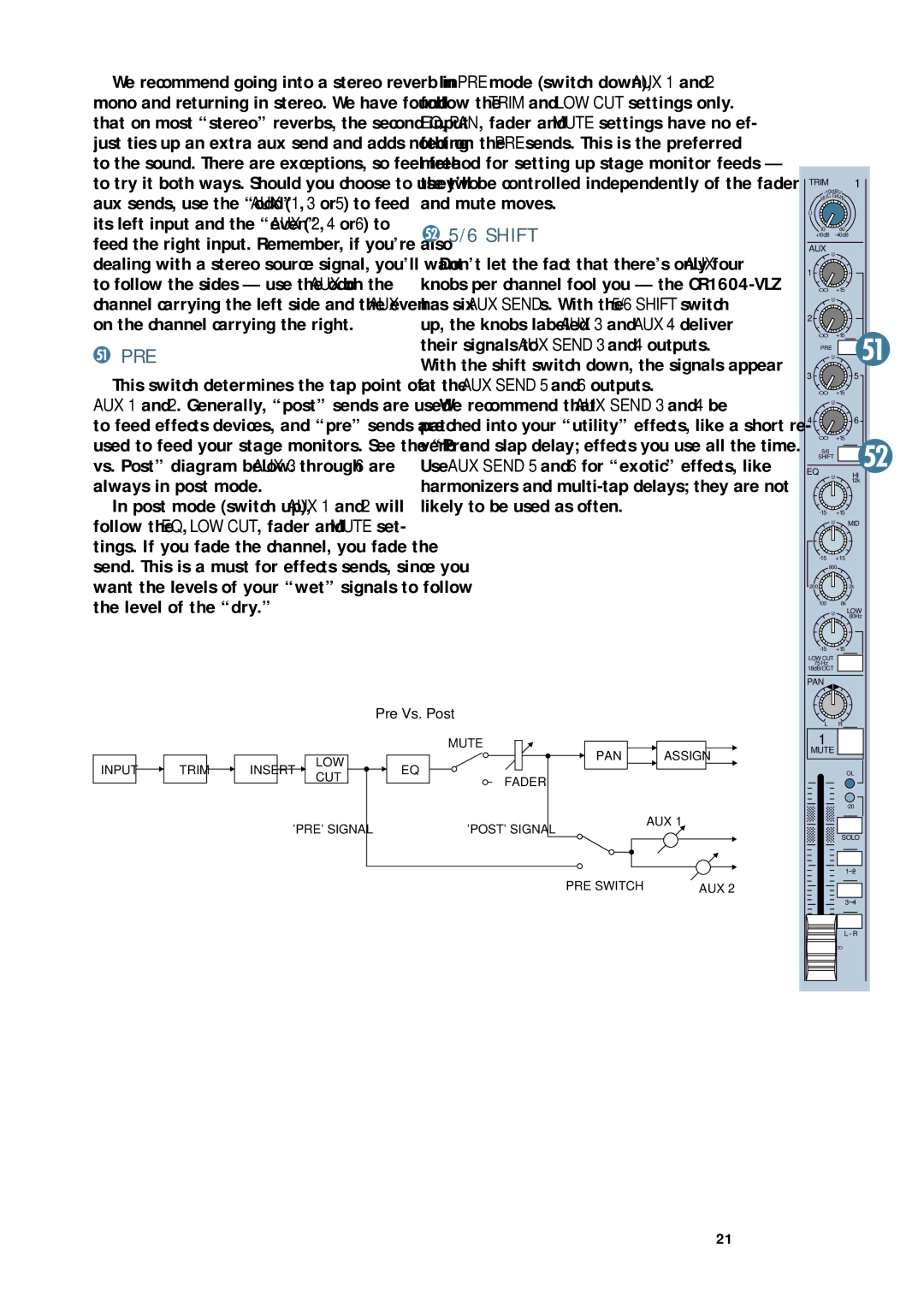 Mackie CR1604 - VLZ owner manual Pre, Shift 