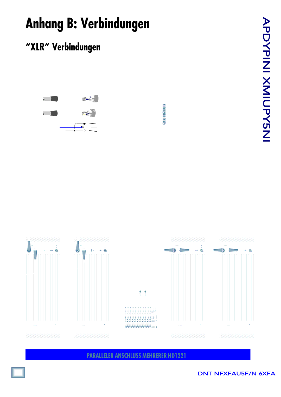 Mackie HD1221 manual Anhang B Verbindungen, XLR Verbindungen 