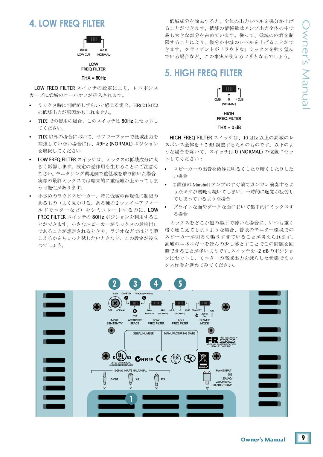 Mackie HR624 MK2 owner manual LOW Freq Filter 