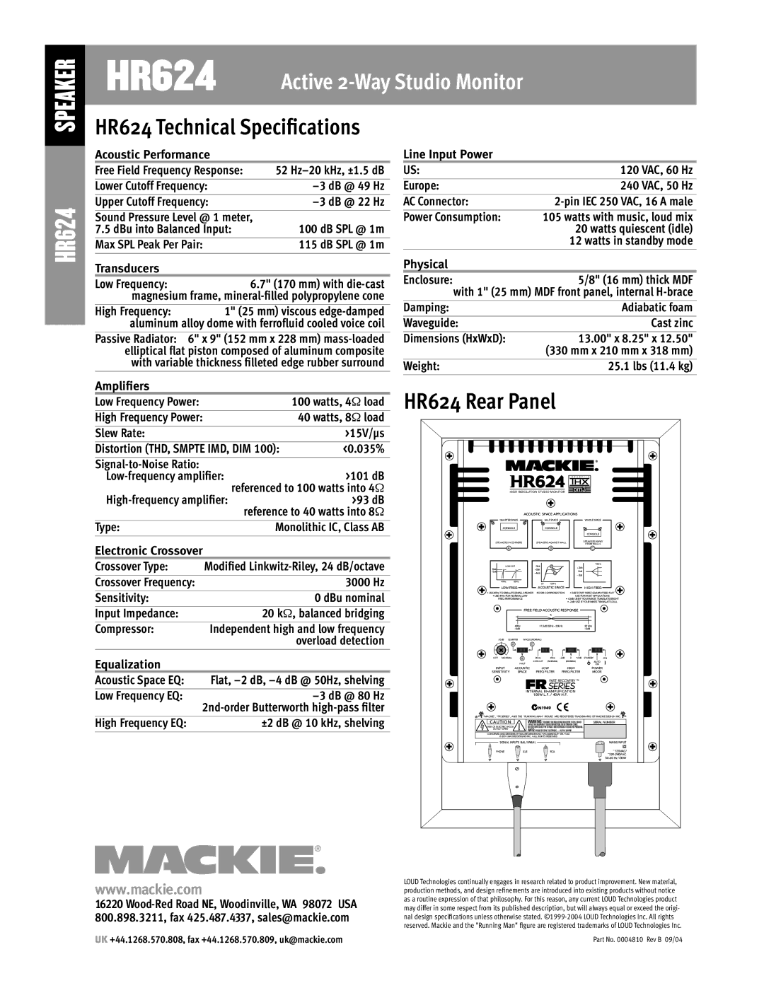 Mackie manual HR624 Rear Panel 