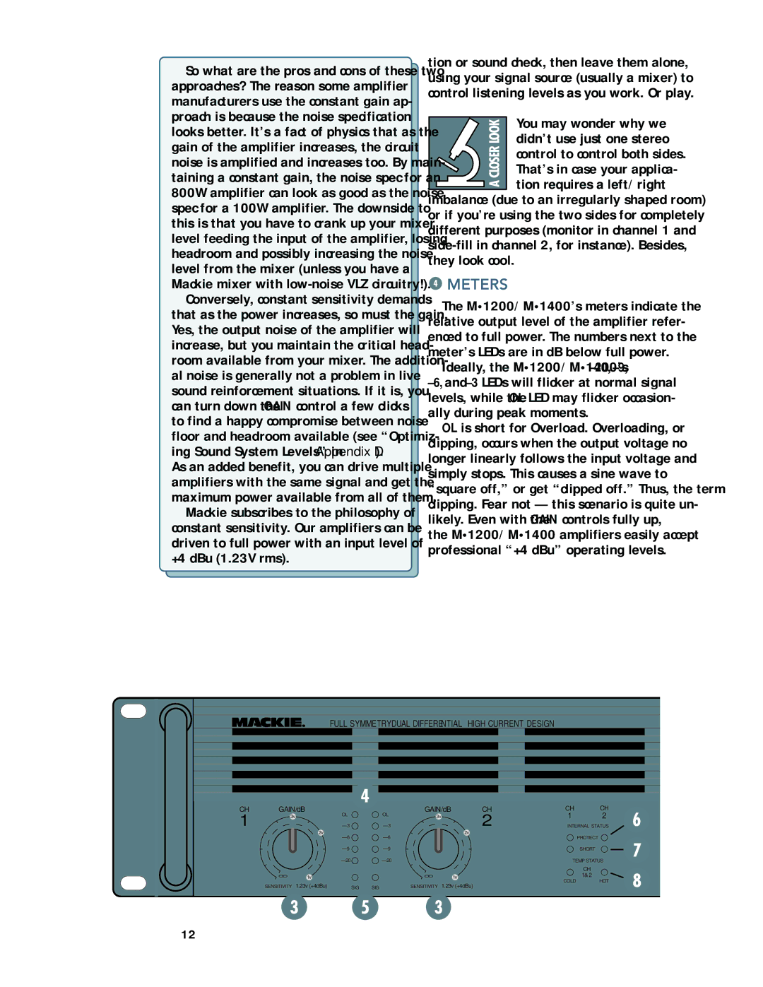 Mackie M1200/M1400 owner manual Meters, High Current Design 