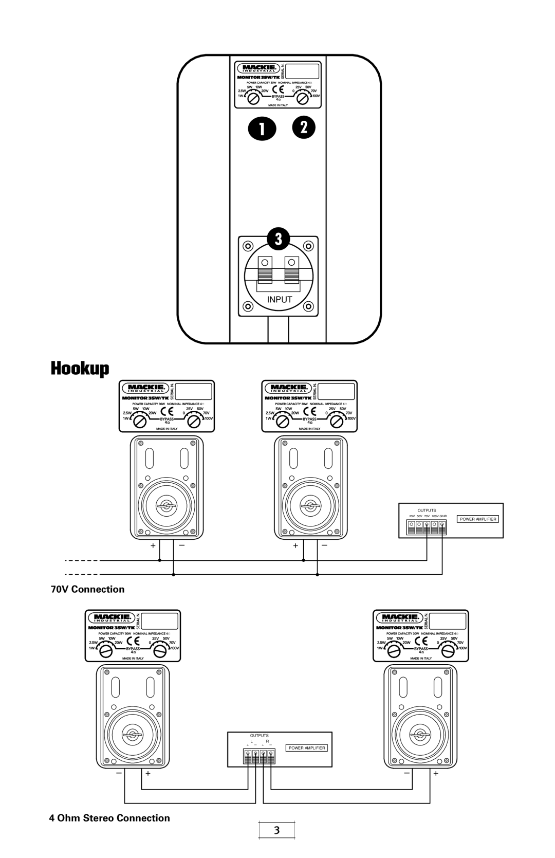 Mackie MR3SWTK, MR3STK quick start Hookup 