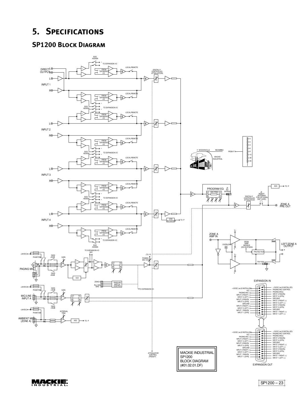 Mackie user service Specifications, SP1200 Block Diagram 