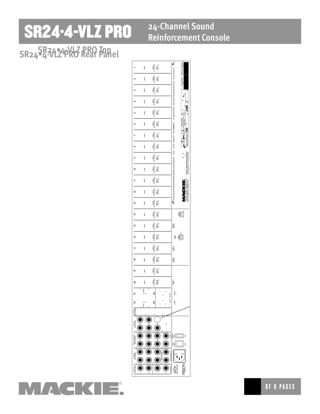 Mackie manual SR244-VLZ PRO Rear Panel, Reinforcement Console 