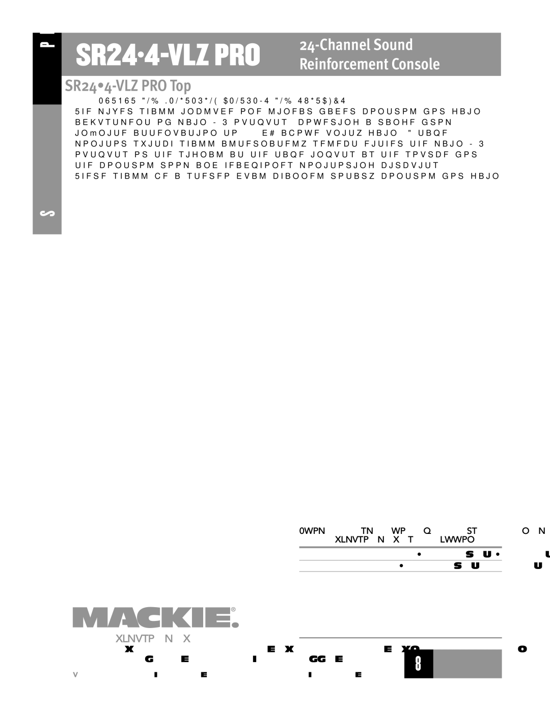 Mackie manual Physical CONFIGURATION. The mixer shall have, SR244-VLZ PRO 