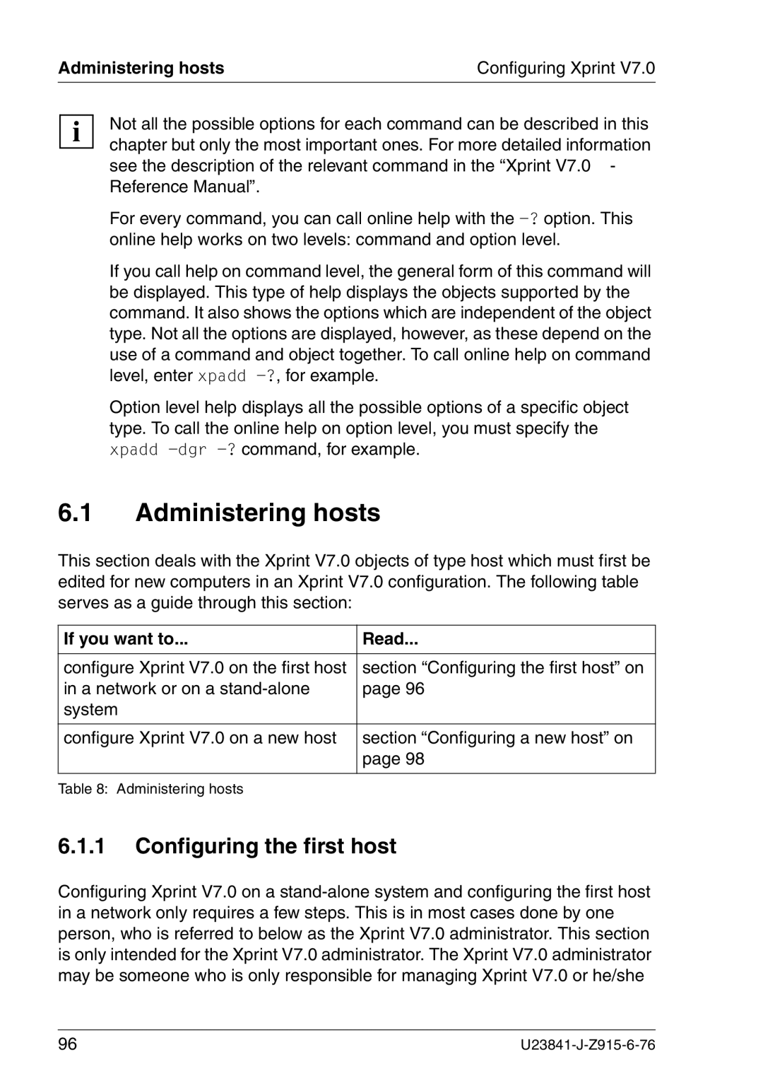 Mackie V7.0 manual Configuring the first host, Administering hosts Configuring Xprint 