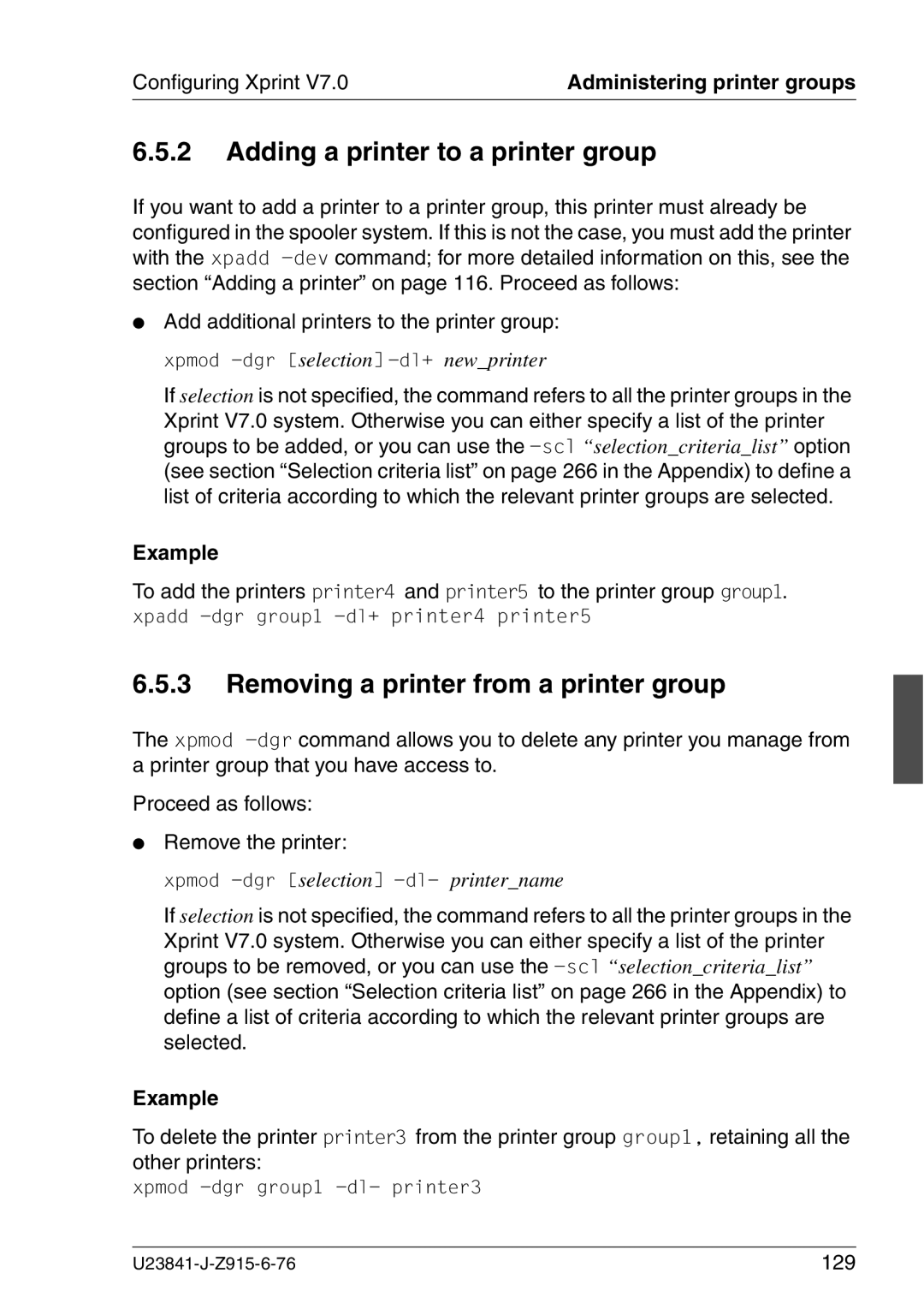 Mackie V7.0 manual Adding a printer to a printer group, Removing a printer from a printer group 