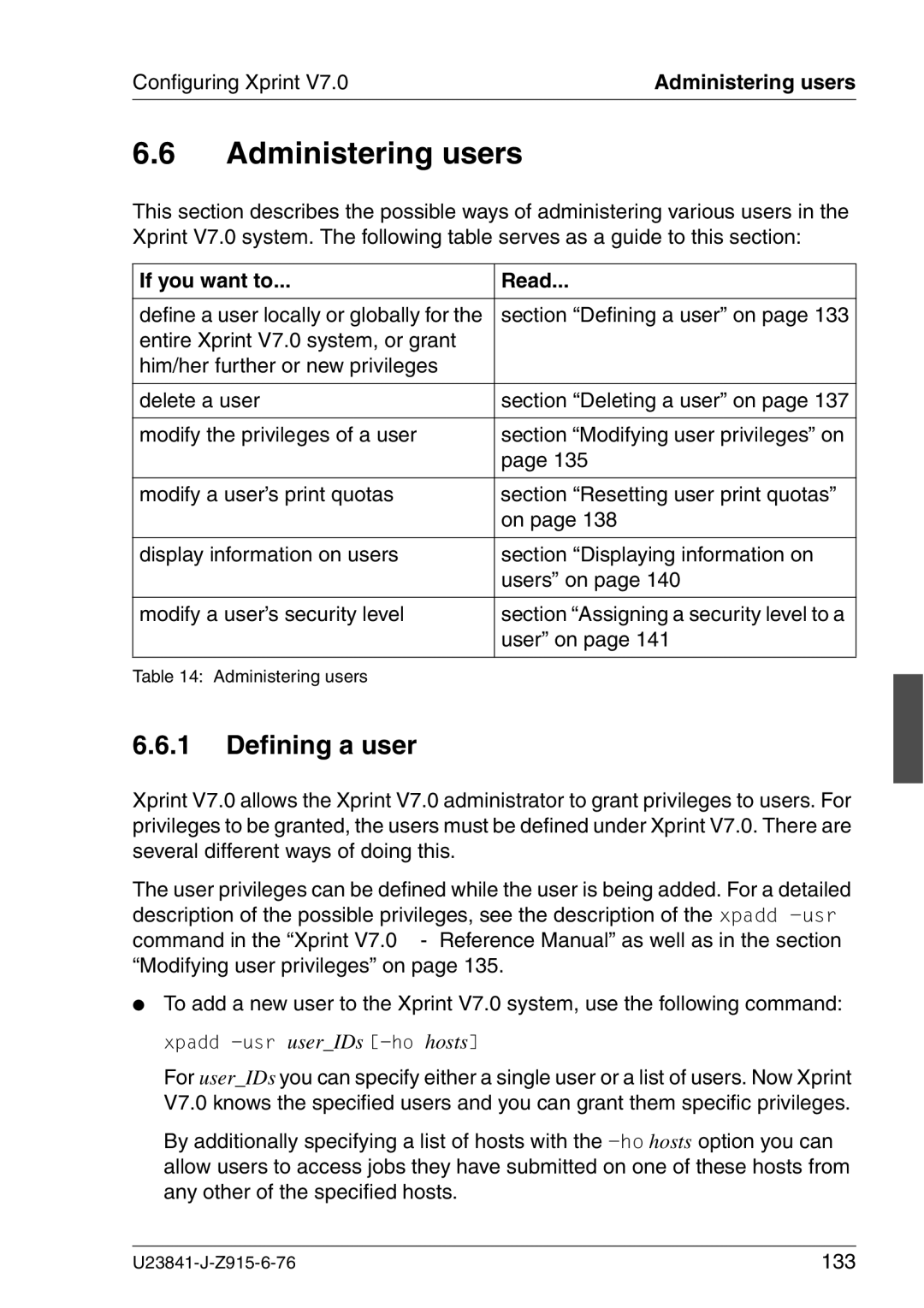 Mackie V7.0 manual Administering users, Section Defining a user on, User on 