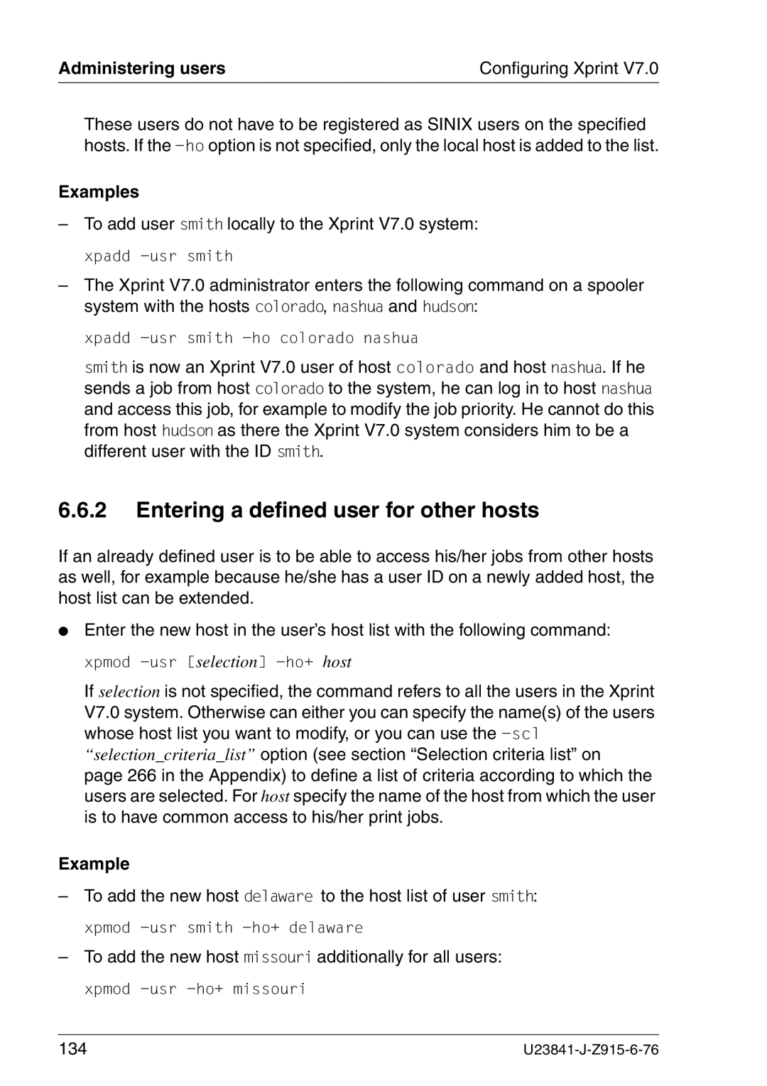 Mackie V7.0 manual Entering a defined user for other hosts, Administering users Configuring Xprint, 134 