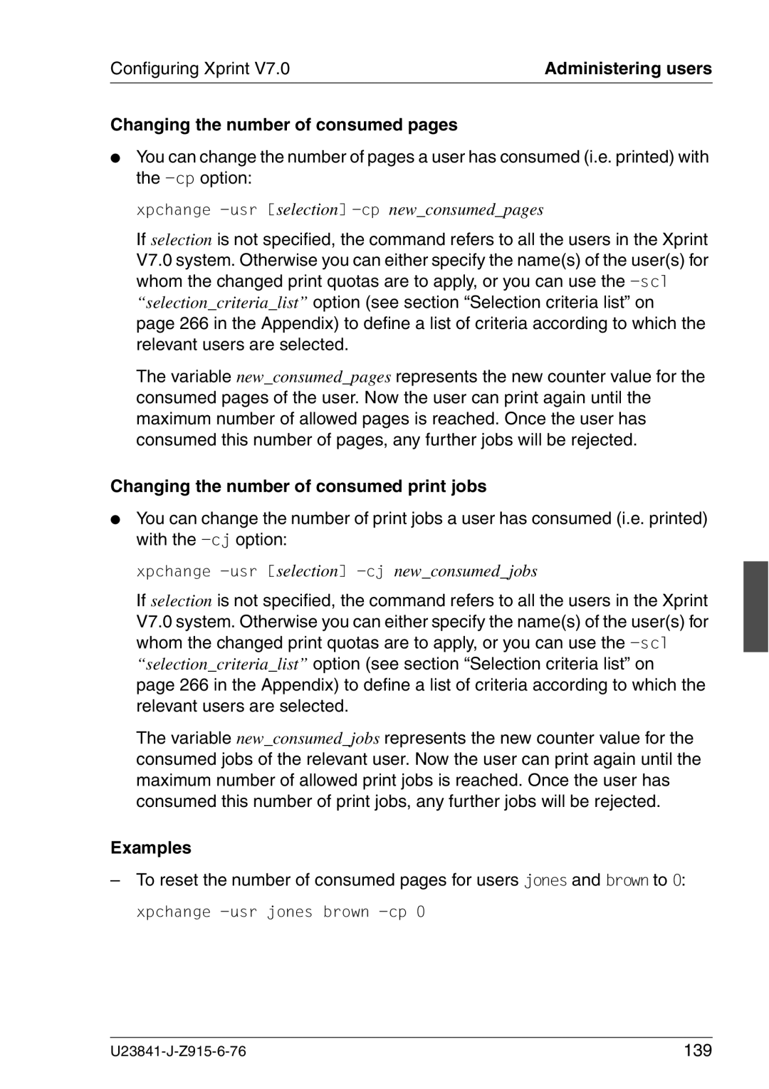 Mackie V7.0 manual Changing the number of consumed pages, Changing the number of consumed print jobs, 139 