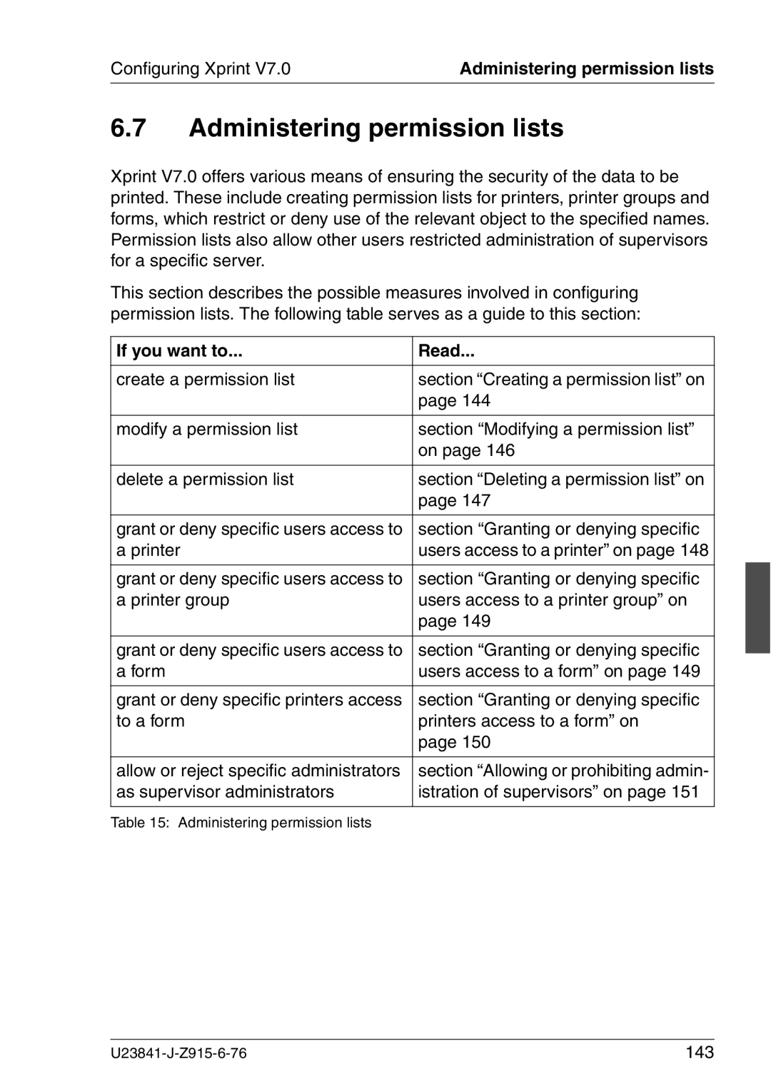 Mackie V7.0 manual Administering permission lists, Create a permission list, Form Users access to a form on, 143 