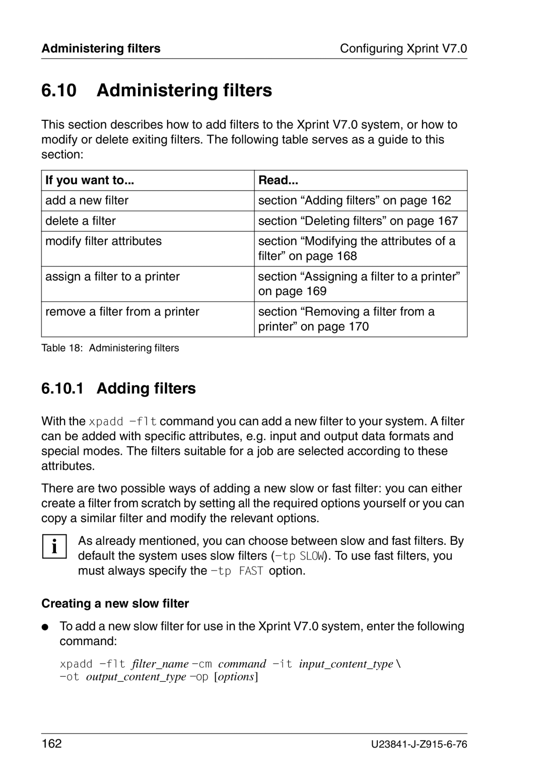 Mackie V7.0 manual Adding filters, Administering filters Configuring Xprint, Creating a new slow filter 