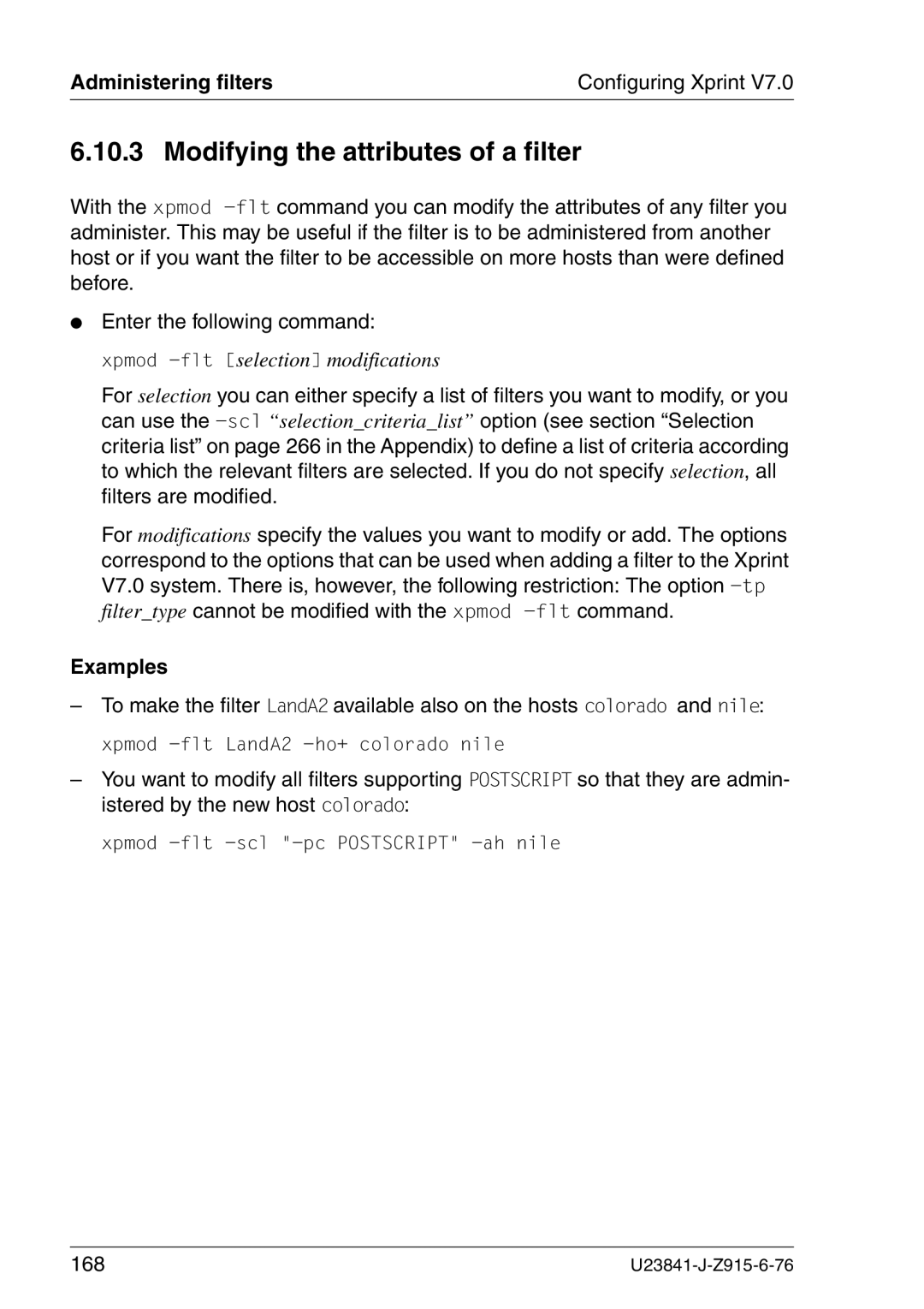 Mackie V7.0 manual Modifying the attributes of a filter, 168 