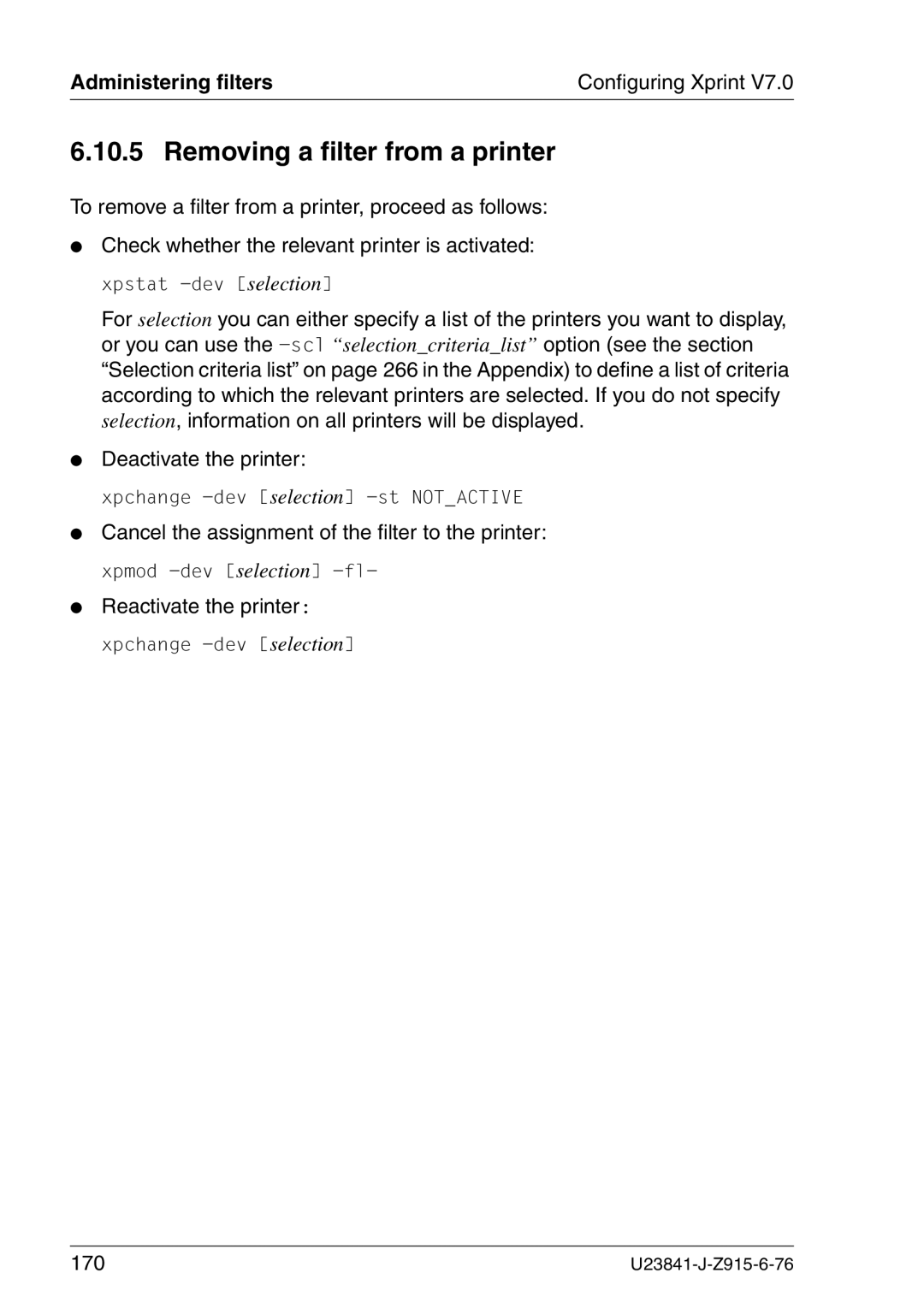 Mackie V7.0 manual Removing a filter from a printer, To remove a filter from a printer, proceed as follows 