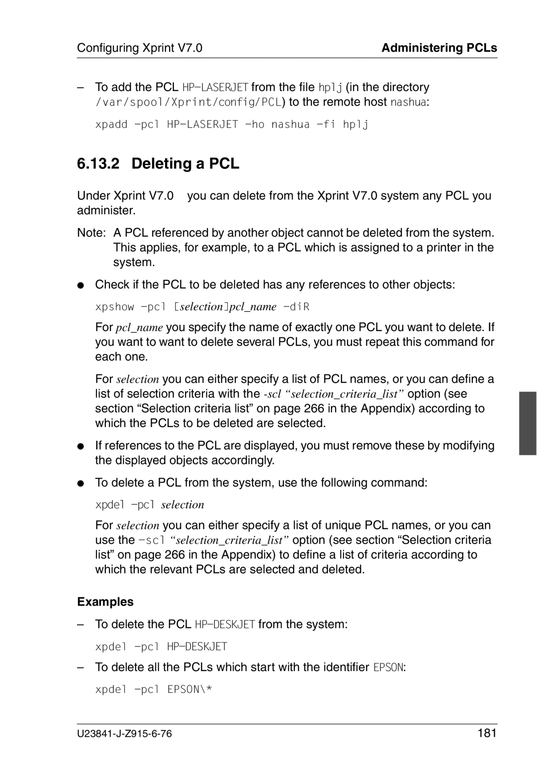 Mackie V7.0 manual Deleting a PCL, 181 