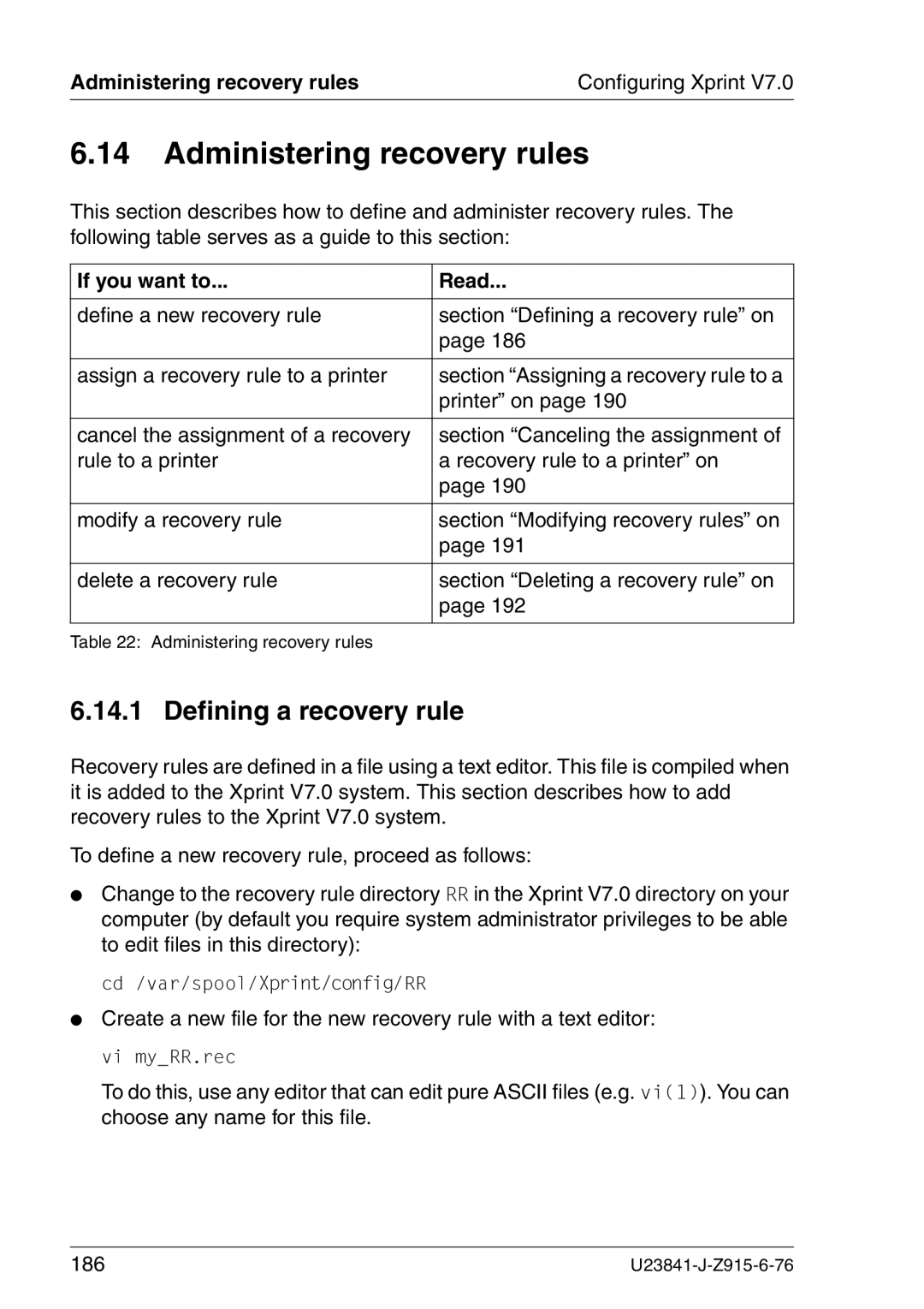 Mackie V7.0 manual Defining a recovery rule, Administering recovery rules Configuring Xprint 