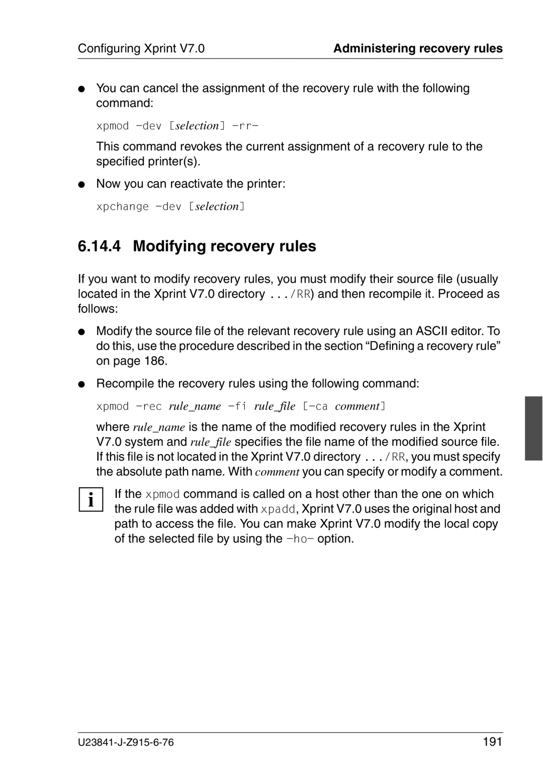 Mackie V7.0 manual Modifying recovery rules, 191 