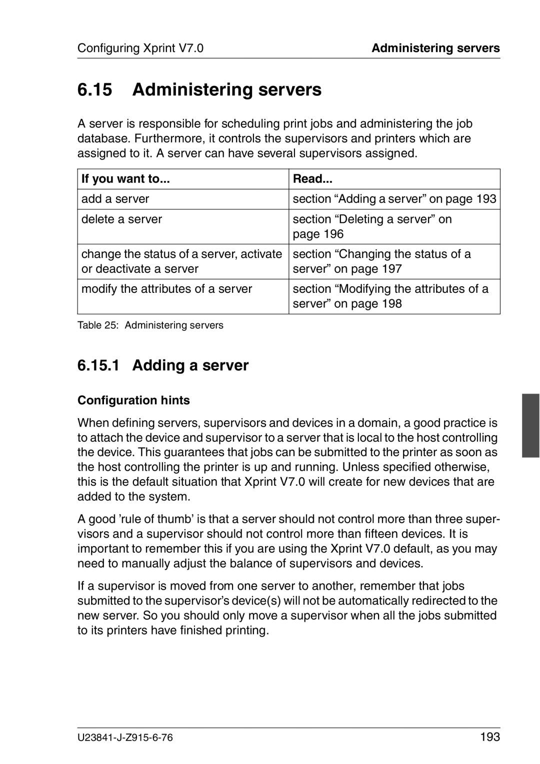 Mackie V7.0 manual Administering servers, Adding a server, Add a server, Delete a server Section Deleting a server on 