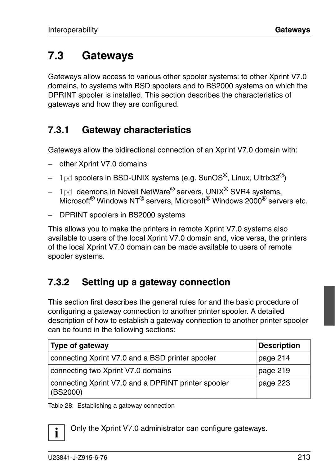 Mackie V7.0 manual Gateways, Gateway characteristics, Setting up a gateway connection, Type of gateway Description 