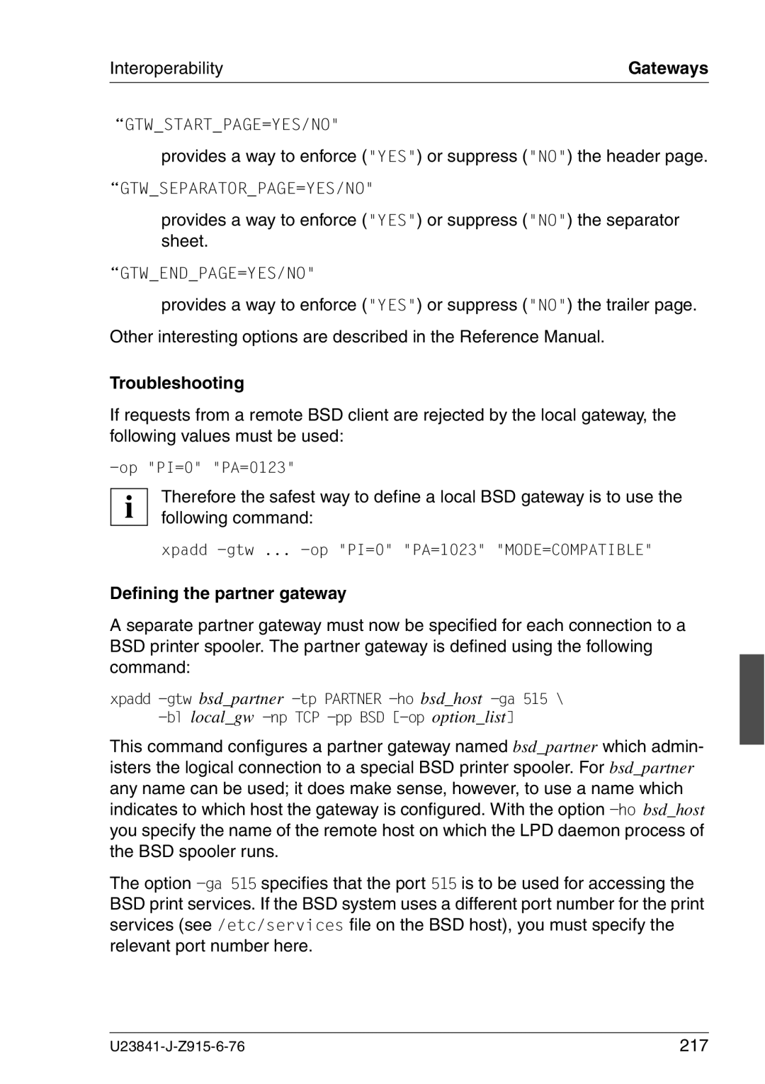 Mackie V7.0 manual Provides a way to enforce YES or suppress no the header, Defining the partner gateway, 217 