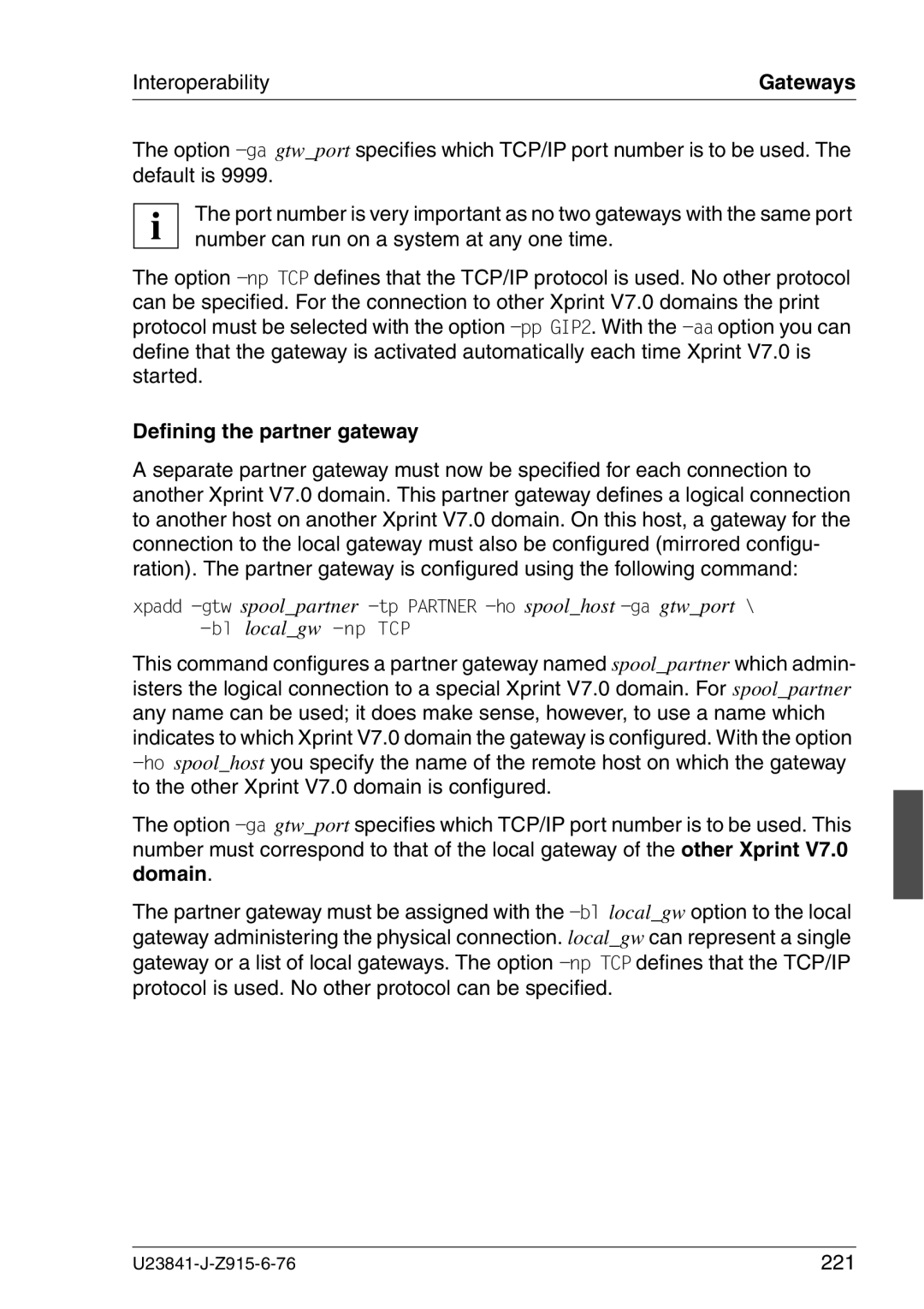 Mackie V7.0 manual Defining the partner gateway, 221 