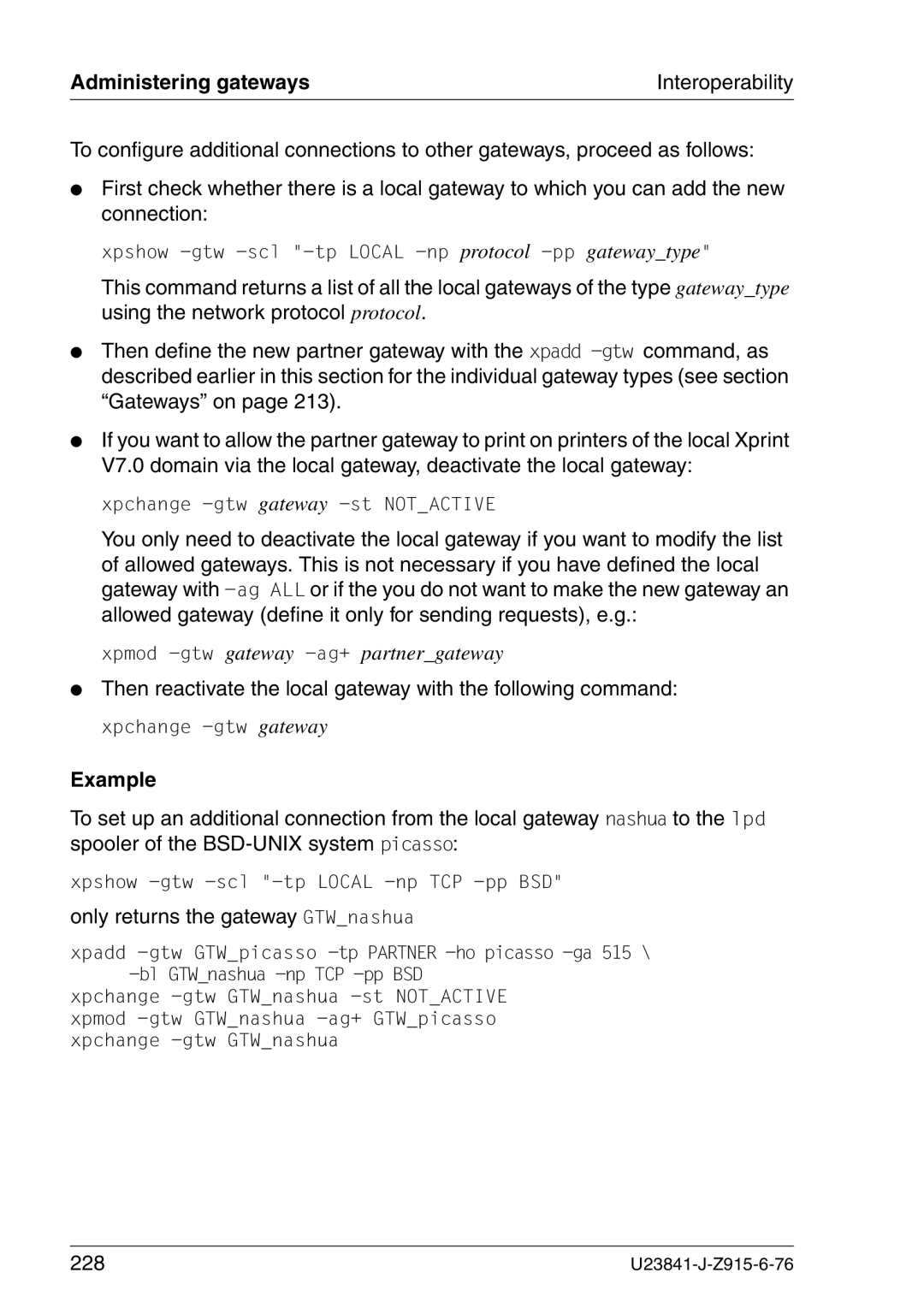 Mackie V7.0 manual Administering gateways, Only returns the gateway GTWnashua, 228 