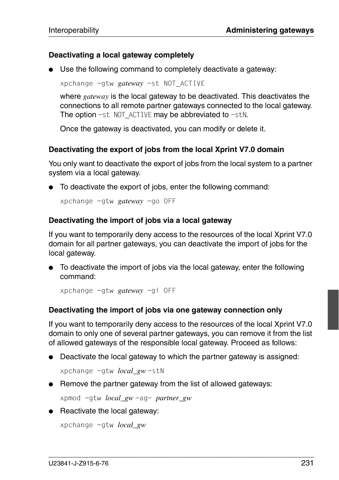 Mackie V7.0 manual Deactivating a local gateway completely, Deactivating the import of jobs via a local gateway, 231 