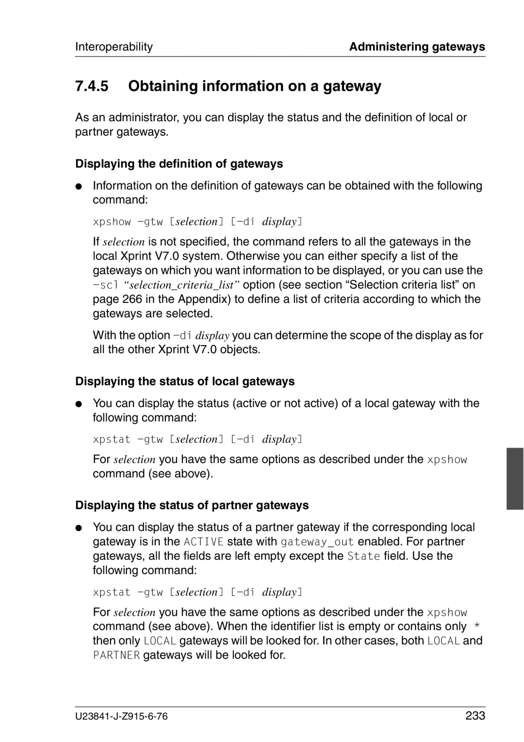 Mackie V7.0 manual Obtaining information on a gateway, Displaying the definition of gateways 