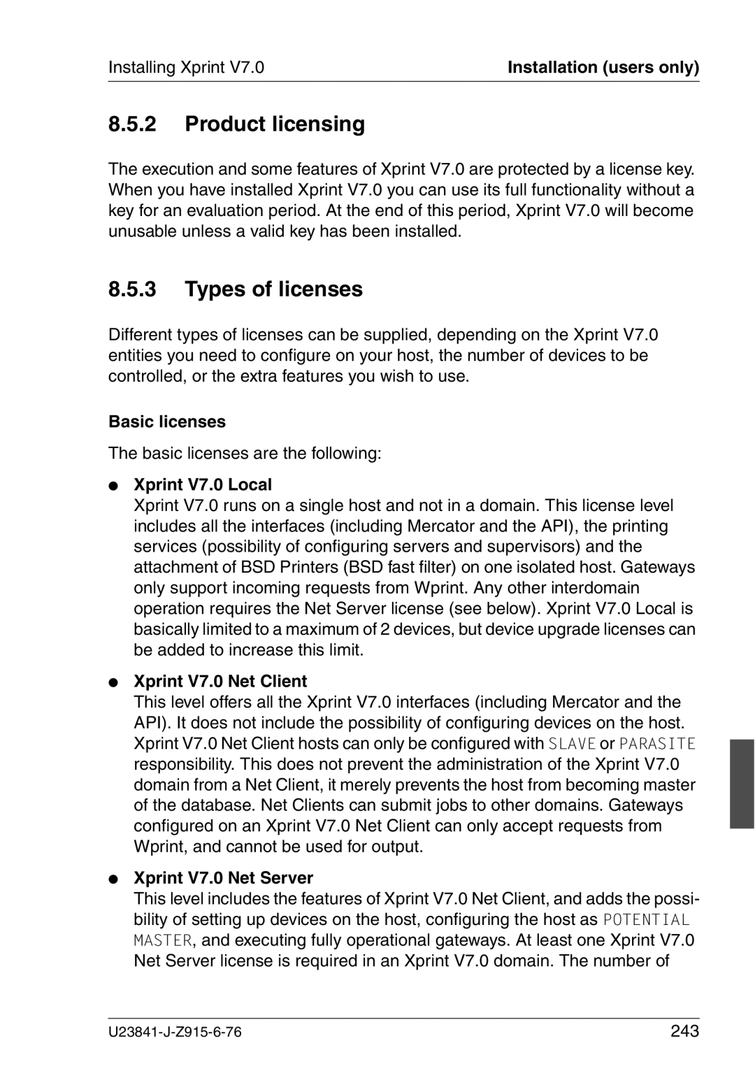 Mackie V7.0 manual Product licensing, Types of licenses 