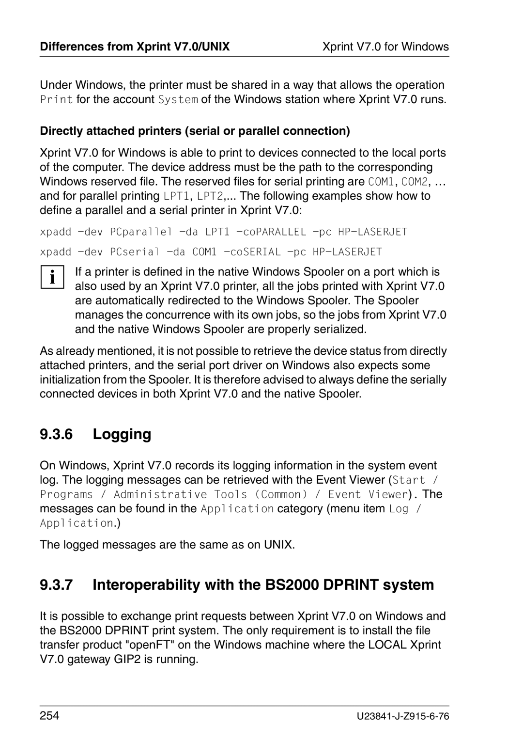 Mackie V7.0 manual Logging, Interoperability with the BS2000 Dprint system, Logged messages are the same as on Unix 