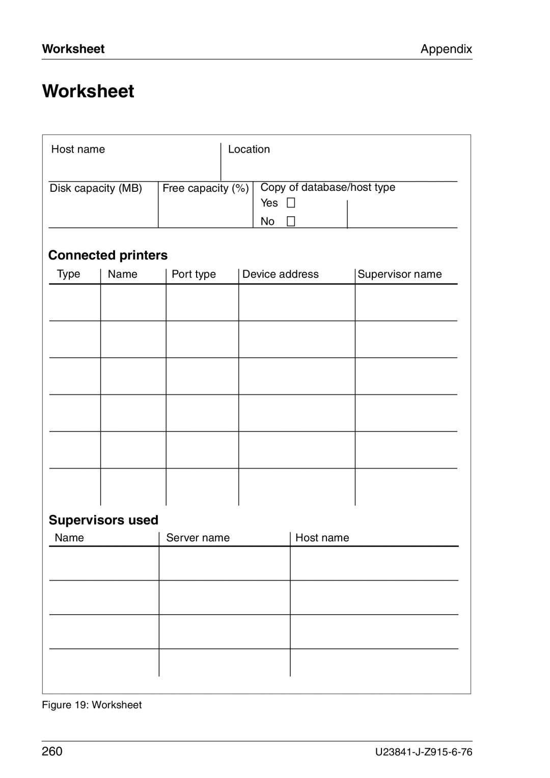 Mackie V7.0 manual Worksheet, Connected printers, Supervisors used 