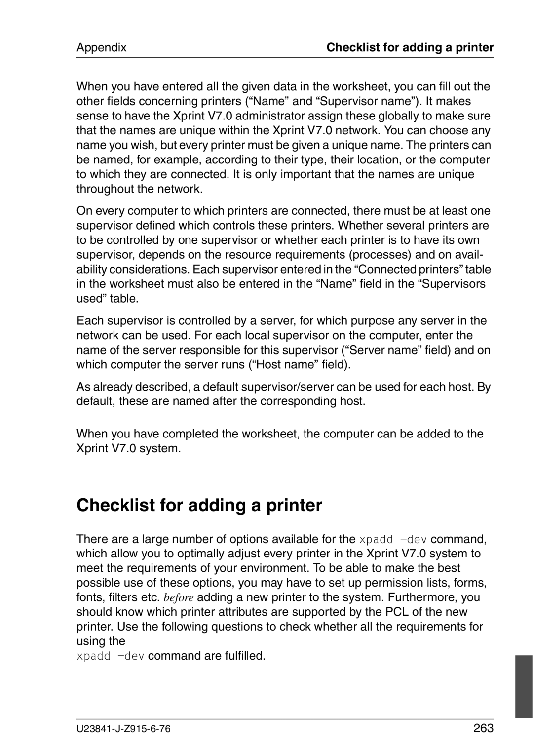 Mackie V7.0 manual Checklist for adding a printer, 263 