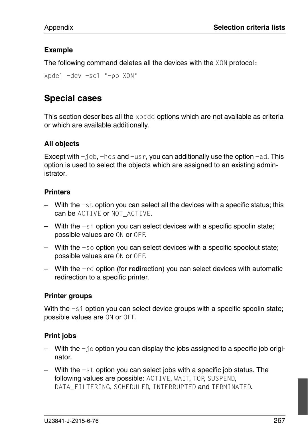 Mackie V7.0 manual Special cases, All objects, Printer groups, Print jobs 