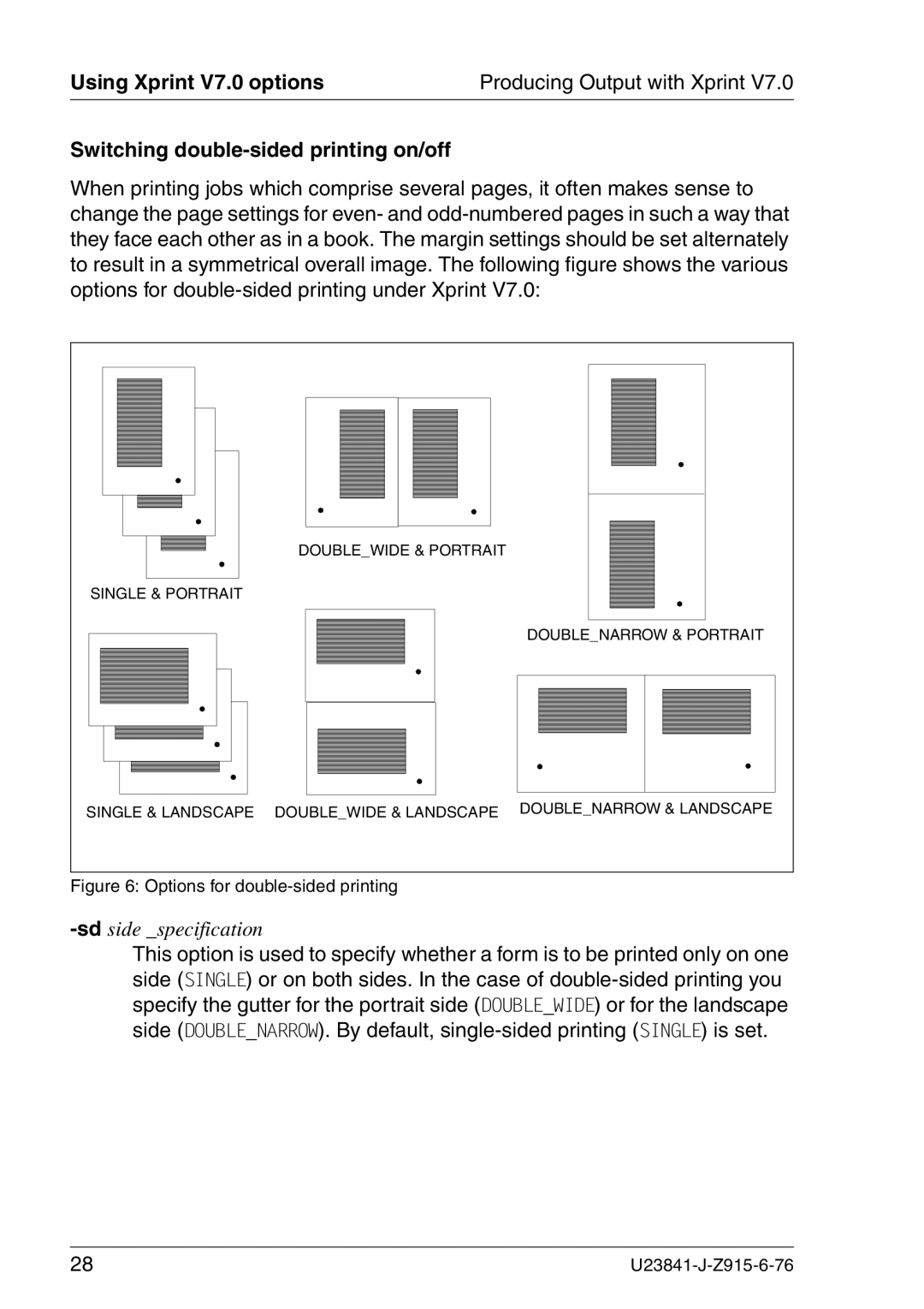 Mackie V7.0 manual Switching double-sided printing on/off, Sdside specification 